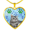 Cute American Shorthair Print Heart Pendant Luxury Necklace-Free Shipping