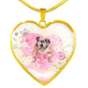 Bulldog Print Heart Charm Luxury Necklace-Free Shipping