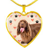 Sussex Spaniel Print Heart Pendant Luxury Necklace-Free Shipping
