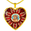 Tosa Inu Dog Print Heart Pendant Luxury Necklace-Free Shipping