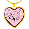German Shorthaired Pointer Dog Print Heart Charm Necklaces-Free Shipping