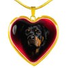 Rottweiler Dog Print Heart Charm Necklaces-Free Shipping