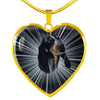 Bluetick Coonhound Dog Print Heart Pendant Luxury Necklace-Free Shipping
