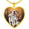 Dalmatian Dog Print Heart Pendant Luxury Necklace-Free Shipping