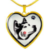 Siberian Husky Dog Art Print Heart Charm Necklaces-Free Shipping