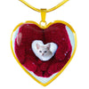 Lovely Burmilla Cat Print Heart Pendant Luxury Necklace-Free Shipping