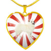 American Eskimo Dog Print Heart Pendant Luxury Necklace-Free Shipping