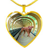 Rhodesian Ridgeback Dog Print Heart Pendant Luxury Necklace-Free Shipping