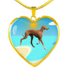 Azawakh Dog Print Heart Pendant Luxury Necklace-Free Shipping