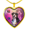 Greater Swiss Mountain Dog Print Heart Charm Necklaces-Free Shipping