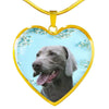 Weimaraner Dog Print Heart Pendant Luxury Necklace-Free Shipping