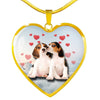 Cute Beagle Print Heart Charm Necklace-Free Shipping