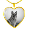 Cute German Shepherd Print Heart Charm Necklace-Free Shipping