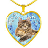 Cute Maine Coon Print Heart Pendant Luxury Necklace-Free Shipping
