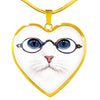 Cute Cat With Glasses Heart Pendant Luxury Necklace-Free Shipping