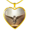 Norwegian Forest Cat Print Heart Pendant Luxury Necklace-Free Shipping