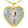 Bichon Frise Dog Heart Pendant Luxury Necklace-Free Shipping