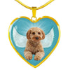 Cavapoo Dog Print Heart Pendant Luxury Necklace-Free Shipping