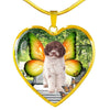 Cute Lagotto Romagnolo Dog Print Heart Pendant Luxury Necklace-Free Shipping