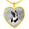 Boston Terrier Print Heart Charm Luxury Necklace -Free Shipping