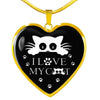 " I Love My Cat" Print Heart Pendant Luxury Necklace