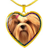Lhasa Apso Dog Print Heart Charm Necklaces-Free Shipping