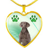 Cute Weimaraner Print Heart Pendant Luxury Necklace-Free Shipping
