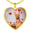 Pharaoh Hound Print Heart Pendant Luxury Necklace-Free Shipping