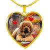 Tibetan Mastiff Print Heart Pendant Luxury Necklace-Free Shipping