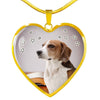 English Foxhound Print Heart Pendant Luxury Necklace-Free Shipping