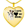 Jack Russell Terrier Print Heart Pendant Luxury Necklace-Free Shipping