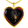 Lovely Rottweiler Dog Print Heart Charm Necklaces-Free Shipping