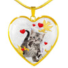 American Shorthair Print Heart Pendant Luxury Necklace-Free Shipping