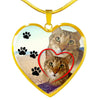Pixie Bob Cat Print Heart Pendant Luxury Necklace-Free Shipping