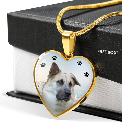 Chinook Dog Print Heart Pendant Luxury Necklace-Free Shipping