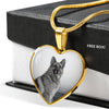 Cute German Shepherd Print Heart Charm Necklace-Free Shipping