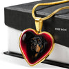 Rottweiler Dog Print Heart Charm Necklaces-Free Shipping