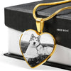 Alaskan Malamute Print Heart Charm Necklace-Free Shipping