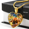 Bullmastiff Print Heart Pendant Luxury Necklace-Free Shipping