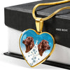 Irish Setter Dog Print Heart Pendant Luxury Necklace-Free Shipping