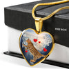 California Spangled Cat Print Heart Pendant Luxury Necklace-Free Shipping