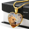 Staffordshire Bull Terrier Print Heart Pendant Luxury Necklace-Free Shipping