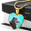 Scottish Deerhound Dog Print Heart Pendant Luxury Necklace-Free Shipping