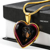 Lovely Rottweiler Dog Print Heart Charm Necklaces-Free Shipping