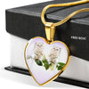 White Persian Cat Print Heart Pendant Luxury Necklace-Free Shipping