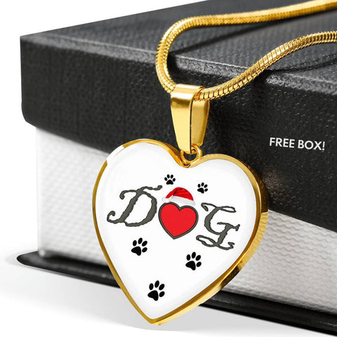 Dog With Paws Print Heart Pendant Luxury Necklace-Free Shipping