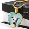 Whippet Dog Print Heart Pendant Luxury Necklace-Free Shipping