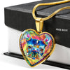 Colorful French Bulldog Print Heart Charm Necklaces-Free Shipping
