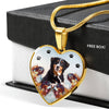 Bernese Mountain Dog Print Heart Charm Necklace-Free Shipping