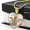 Australian Terrier Print Heart Pendant Luxury Necklace-Free Shipping